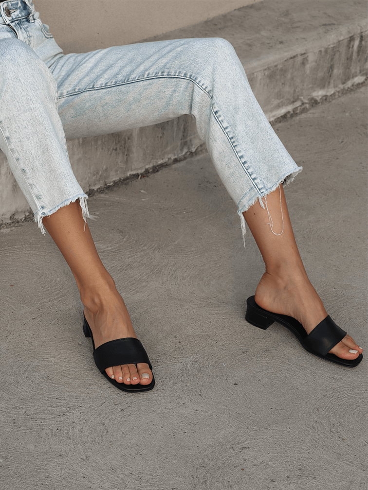 Black Block Low Heels Covet Shoes
