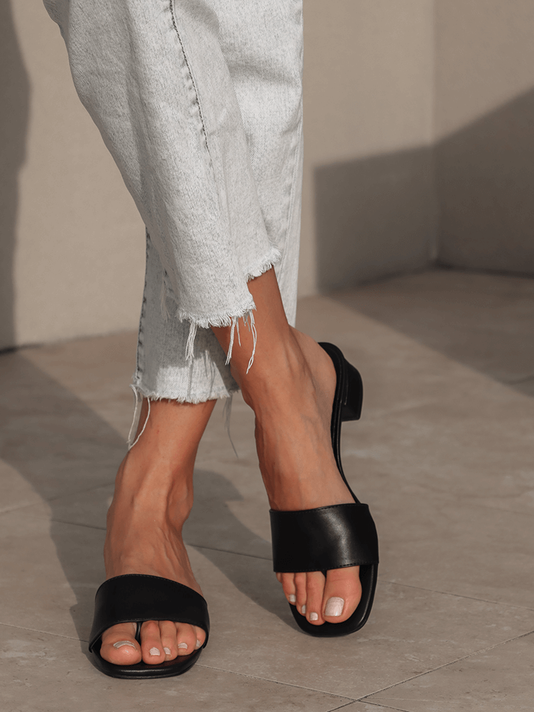 Black Low Block Heels Covet Shoes