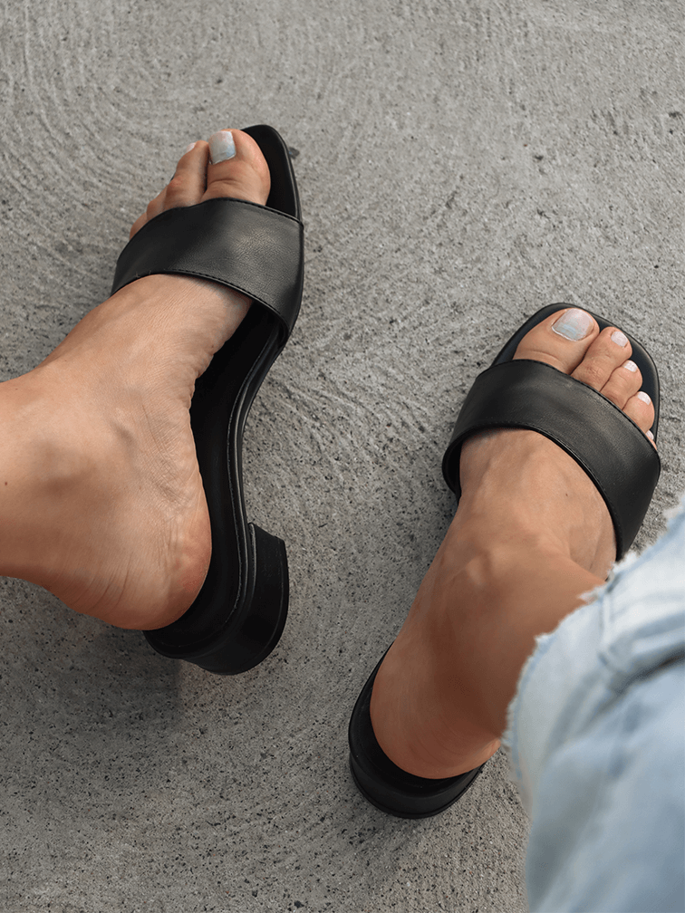 CARA Black Low Block Heels Covet Shoes