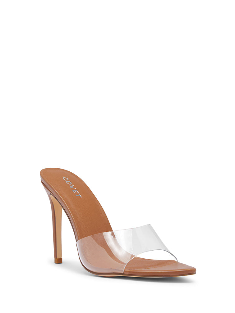 MAEVE Tan Clear Heels