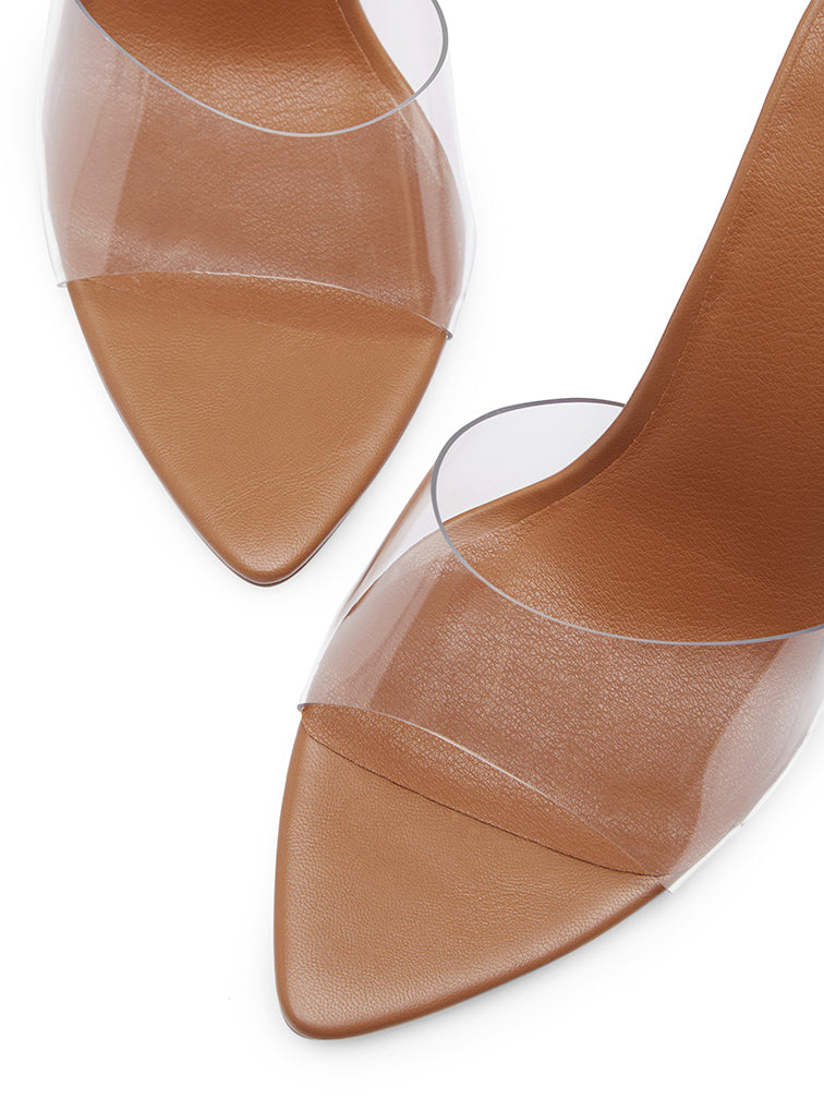MAEVE Tan Clear Heels