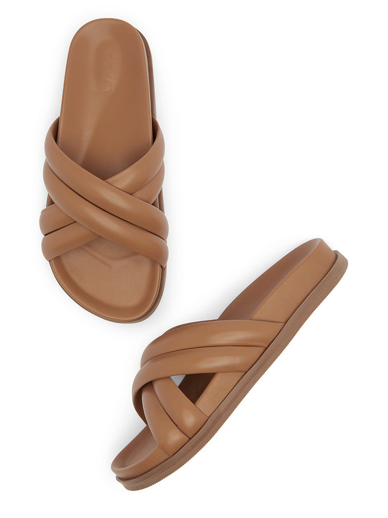 SOL Tan Slide Sandals