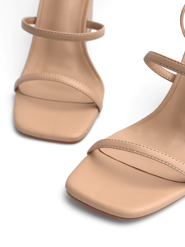 Square Toe Nude Strappy Heels Covet Shoes