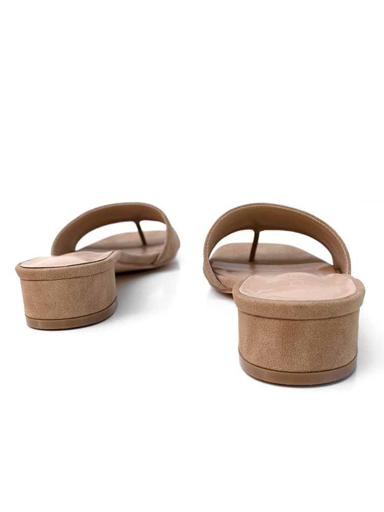 CARA Tan Low Block Heel back view Covet Shoes