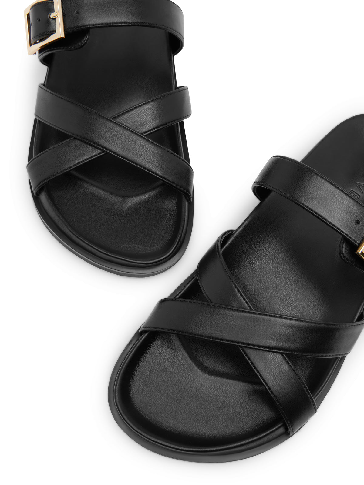 BRIELLE Black Slide Sandals