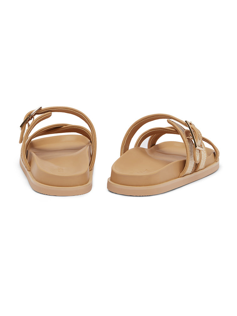 BRIELLE Natural Slide Sandals