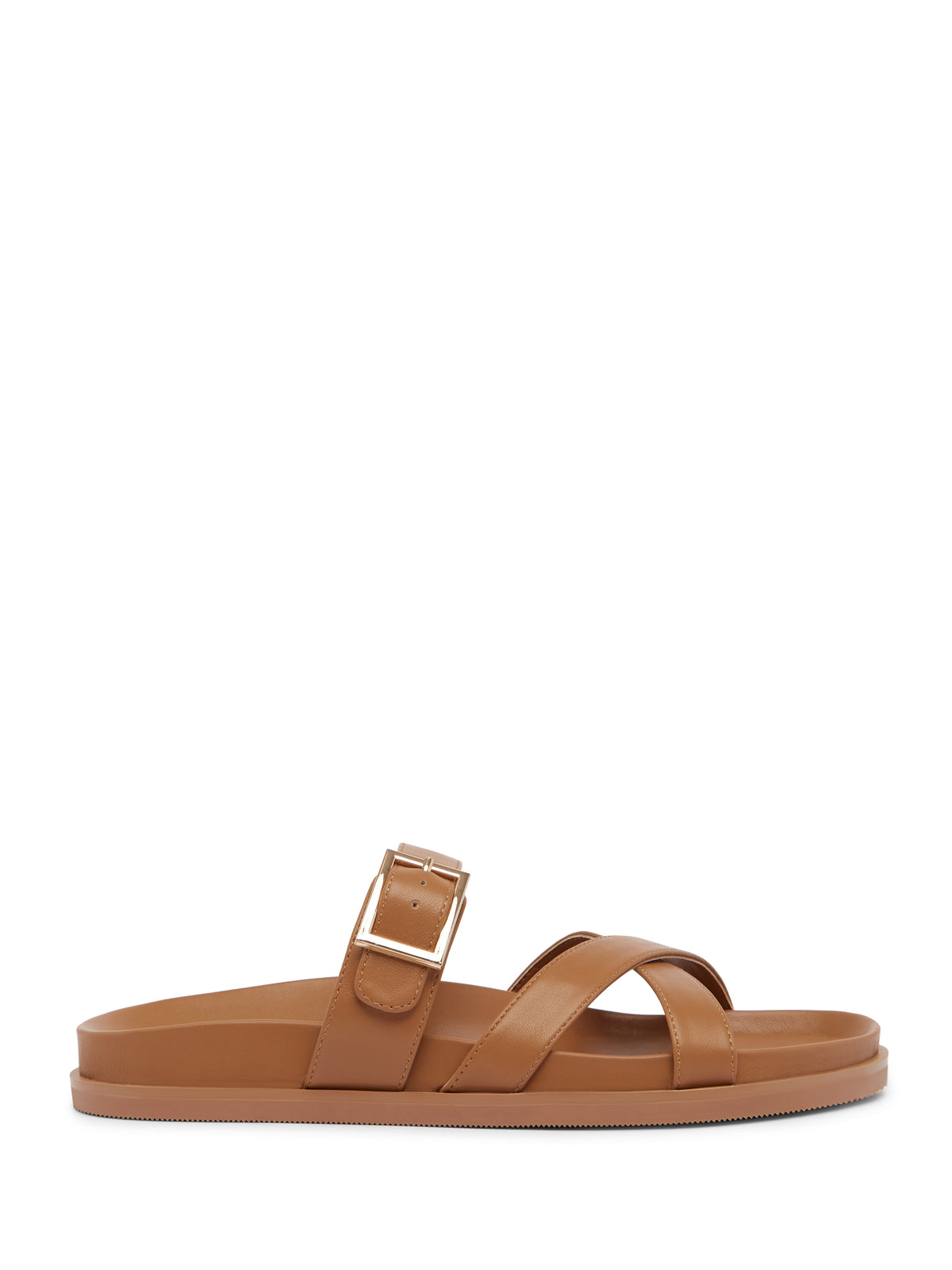 BRIELLE Tan Slide Sandals