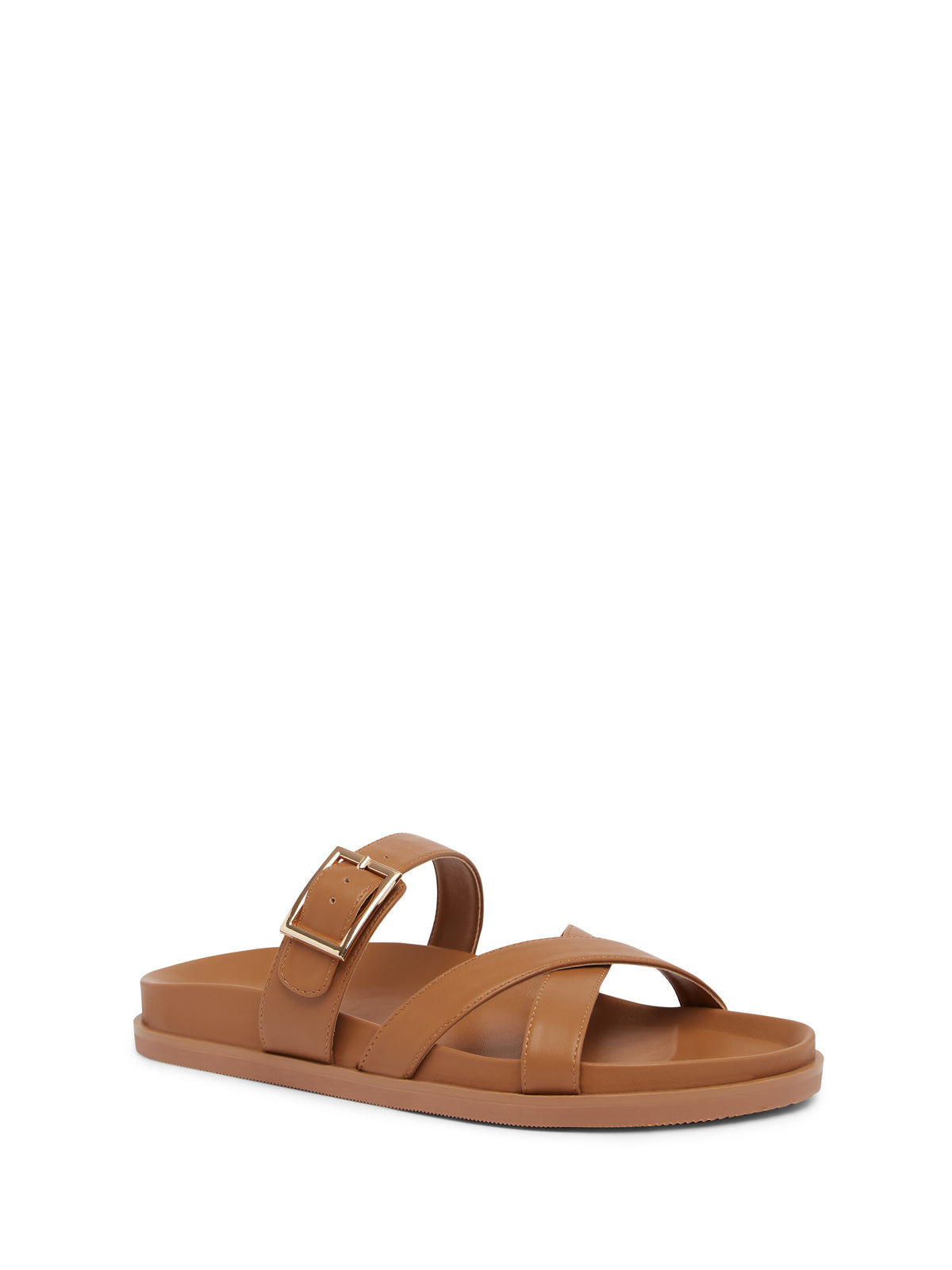 BRIELLE Tan Slide Sandals