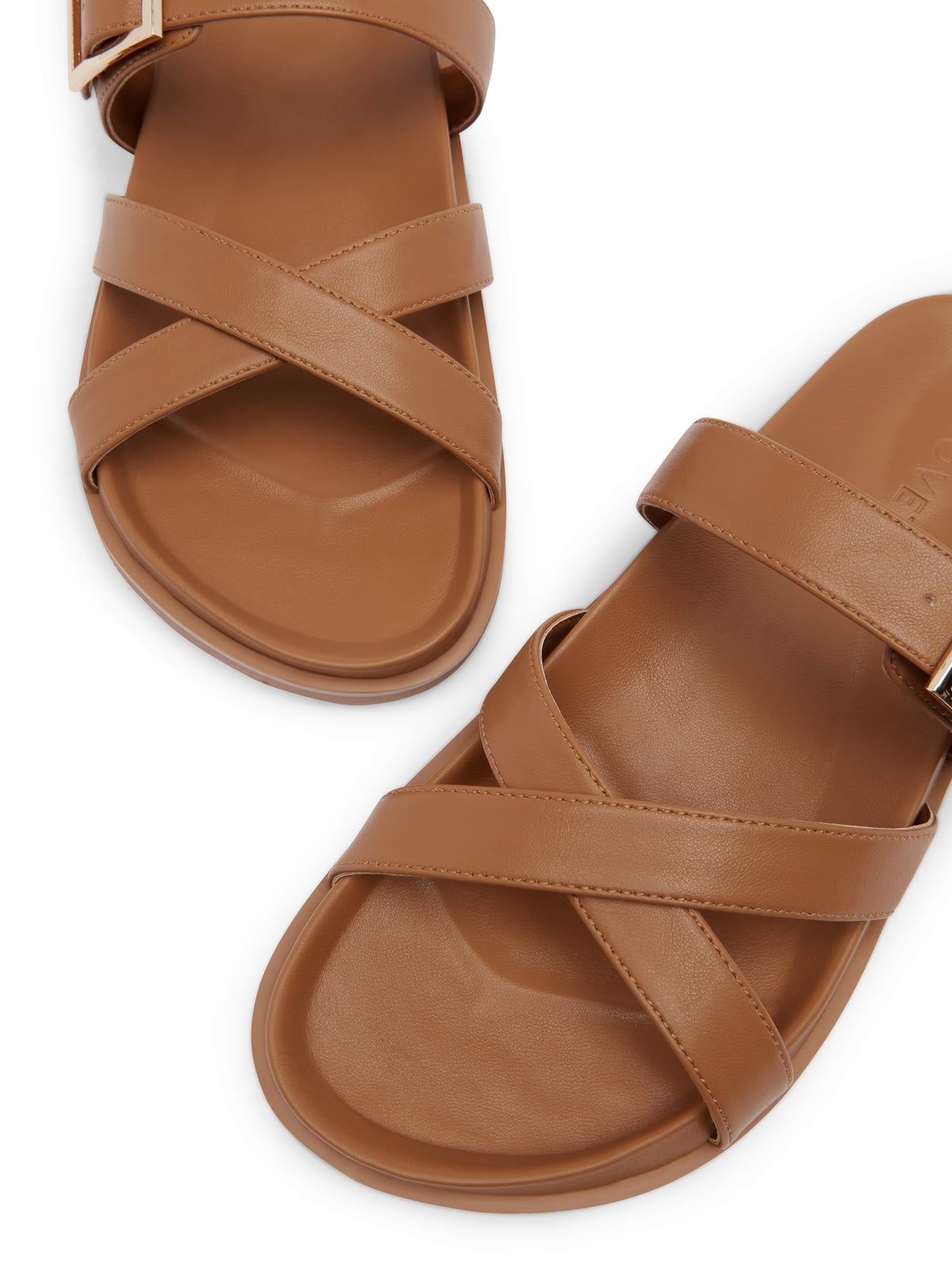 BRIELLE Tan Slide Sandals