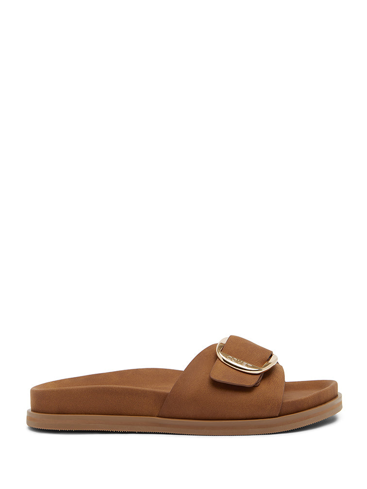 CAYO Brown Slide Sandals | Flat Sandals | Chunky Sandals – COVET SHOES