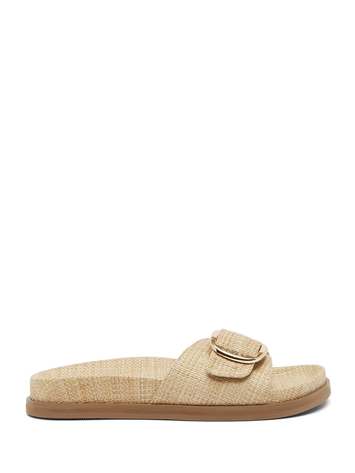 Vacation Style Apricot Woven Chunky Heel Clip Toe Slide Sandals main image 1