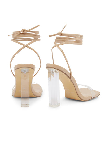 CIARA Nude Clear Heels | Clear Block Heels – COVET SHOES