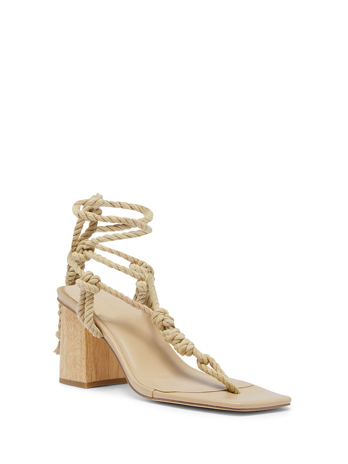 Nude Block Heels Closed Toe Sandals Transparent Rhinestone Women's Shoes