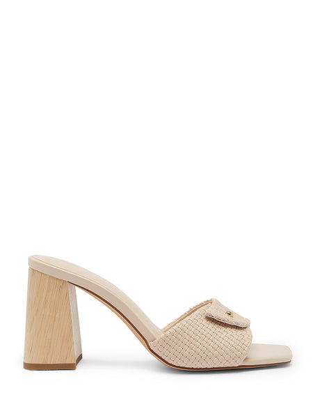 FREYA Cream Woven Heels | Block High Heels – COVET SHOES