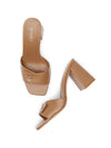 Tan Heels Block Heels Mules with square toes Covet Shoes