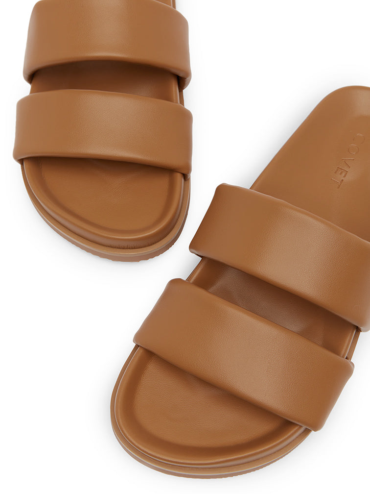 JORDYN Tan Slide Sandals