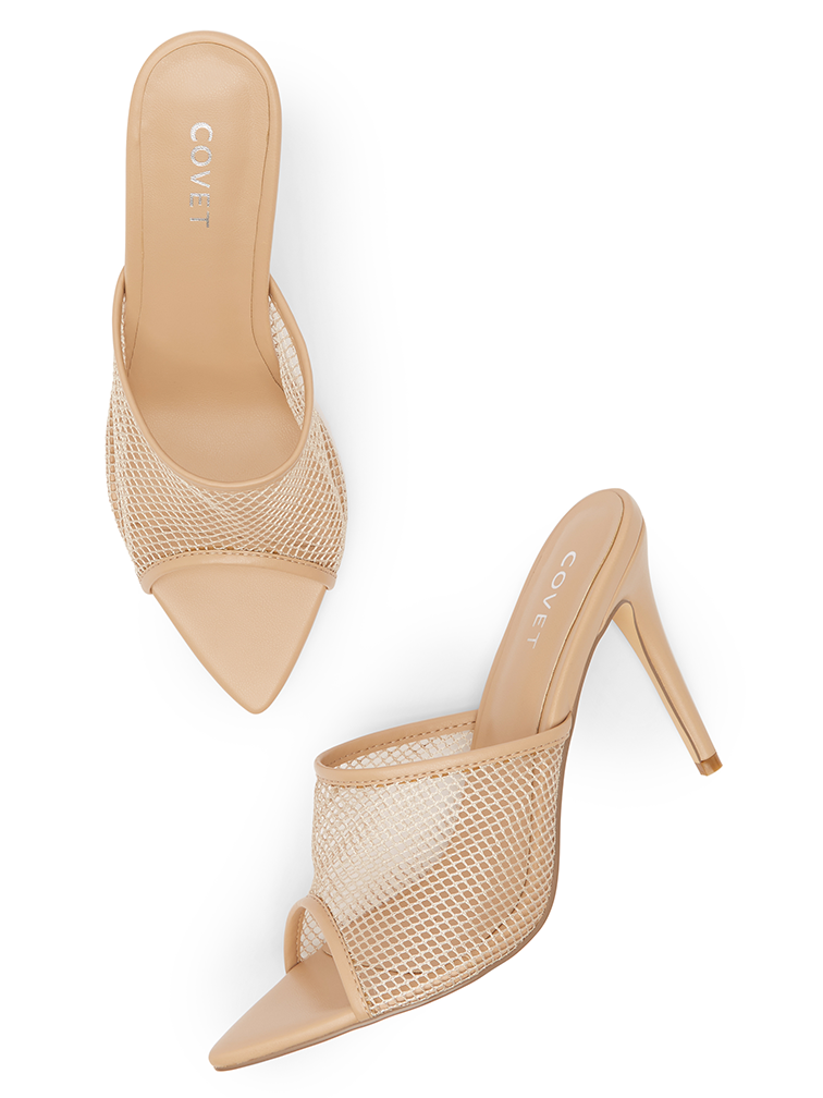 Nude mesh heels best sale