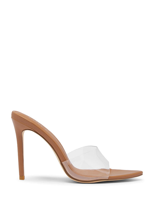 Faye Embellished Square Toe Heels Tan