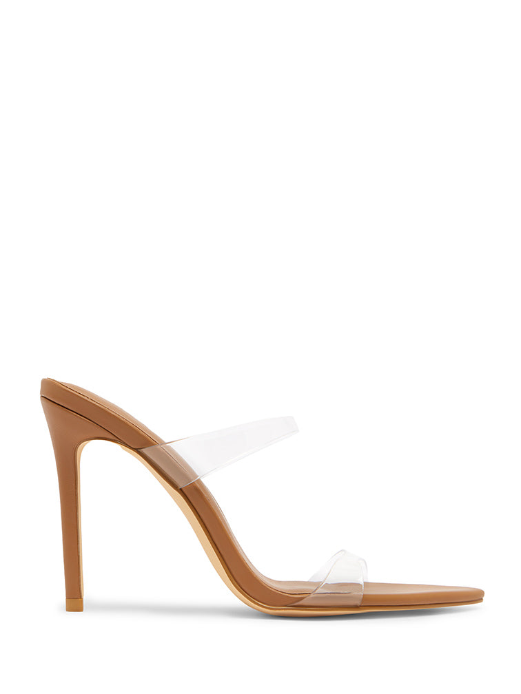 NIKI Tan Clear Heels