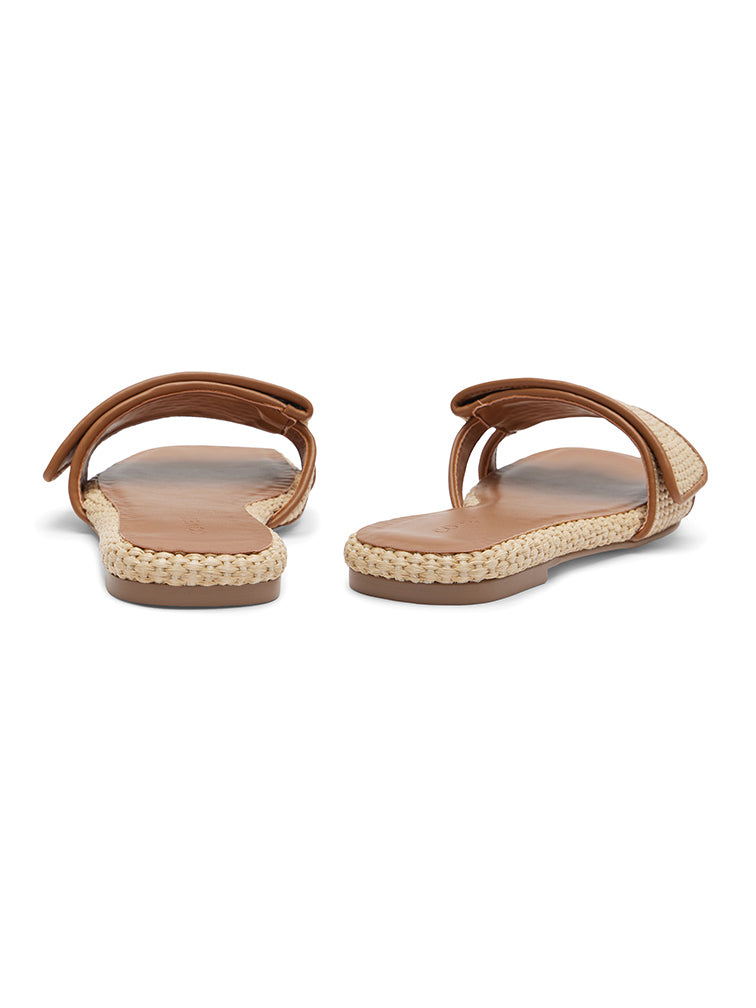TROPEZ Woven Tan Flat Sandals
