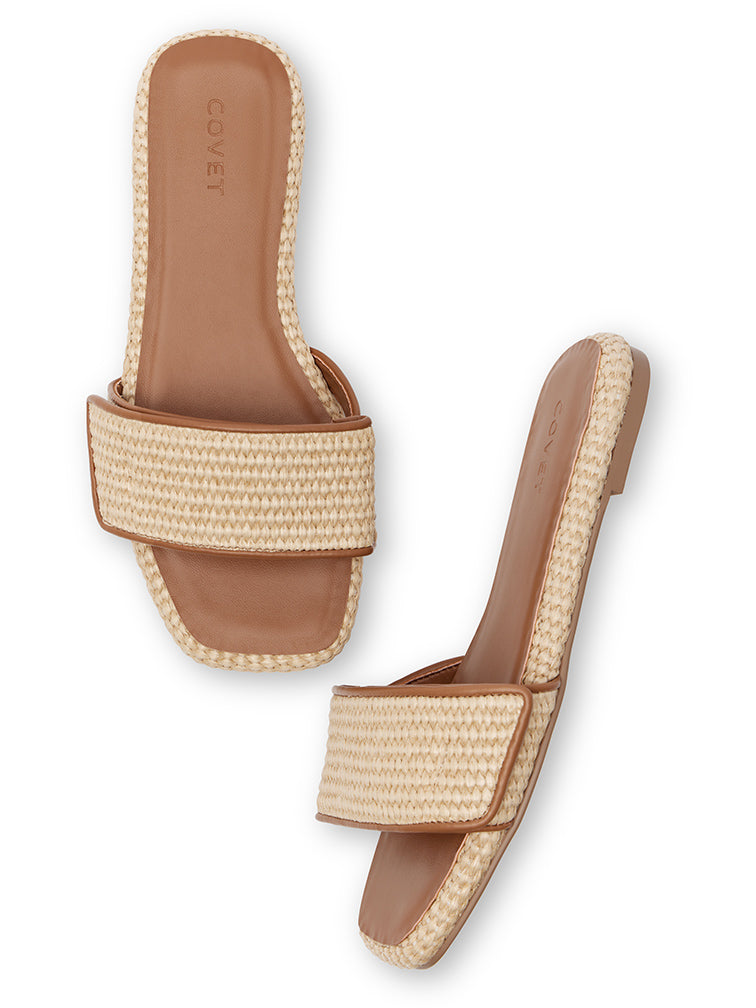 TROPEZ Woven Tan Flat Sandals