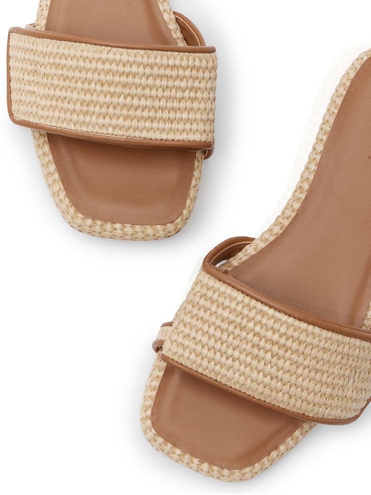 TROPEZ Woven Tan Flat Sandals