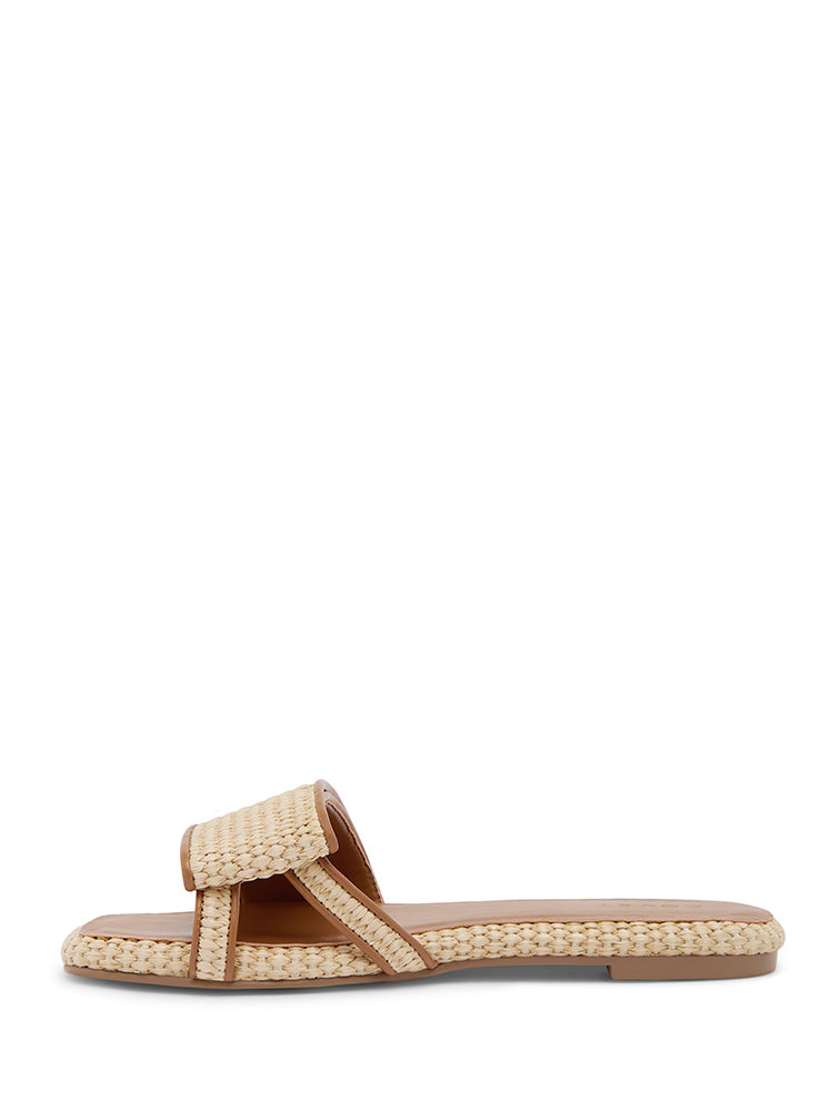 TROPEZ Woven Tan Flat Sandals