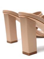 Square Block Heels Nude Covet Shoes