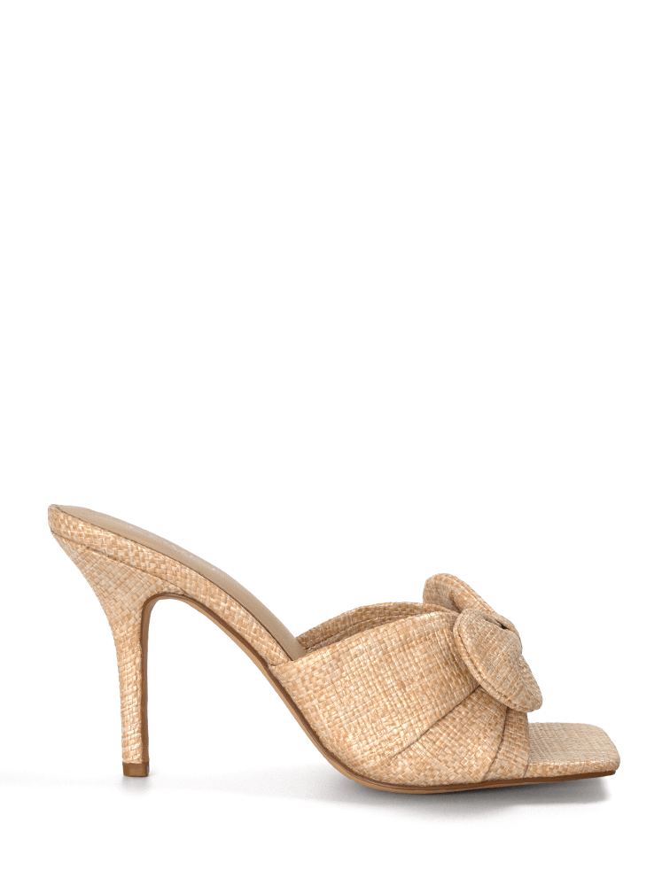 BAILEY Woven Bow Heeled Mules