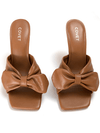 BAILEY Tan Bow Heeled Mules