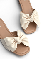 Flat Sandals Cream with Bow Covet Shoes