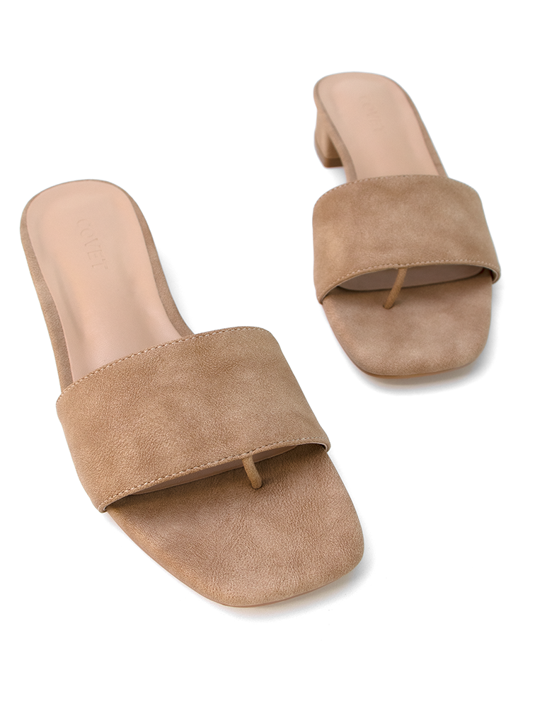 Covet Shoes Pair of CARA Tan Low Block Heel