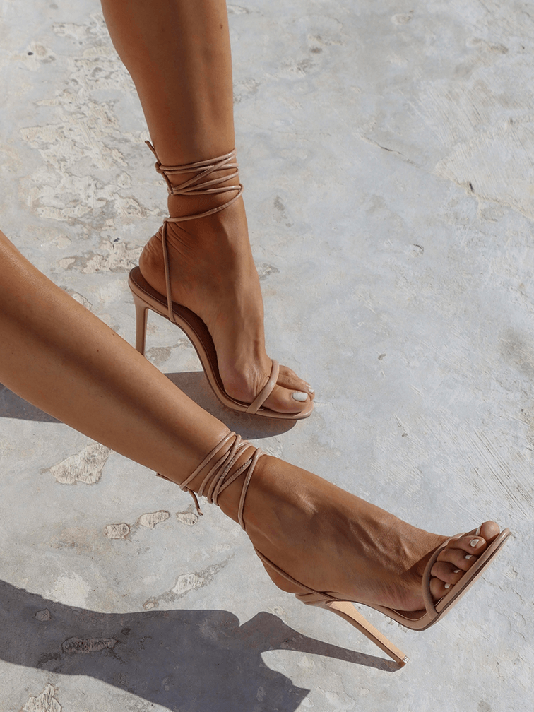 CHLOE Nude Lace Up Heels Nude High Heels Nude Stilettos