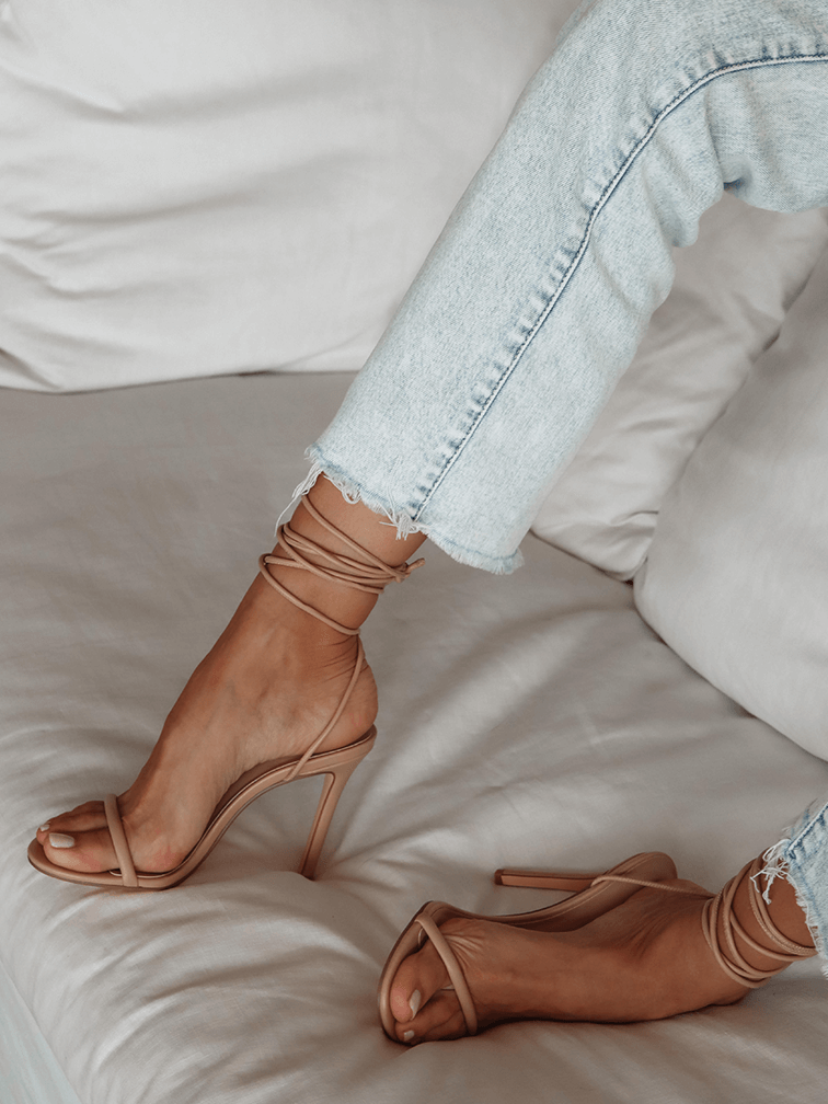 Clear strap up heels on sale
