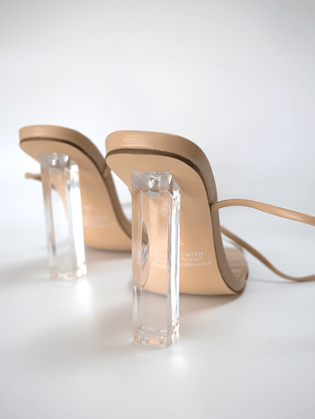 CIARA Nude Clear Heels | Clear Block Heels – COVET SHOES