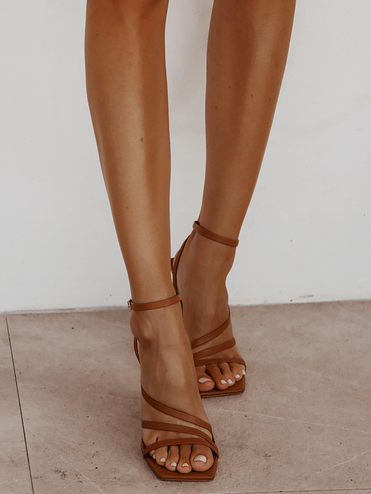 Tan Heels with Casual Dress
